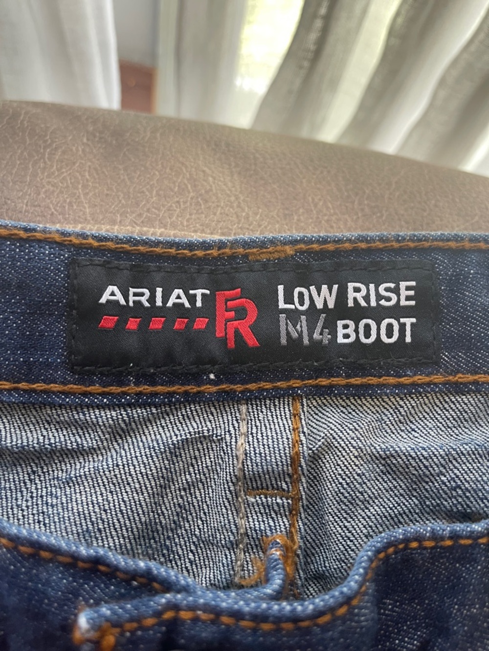 Ariat Low Rise M4 Bootcut Jeans - Dark Blue with Red Logo
